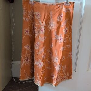 Talbots Orange Floral A-Line Skirt